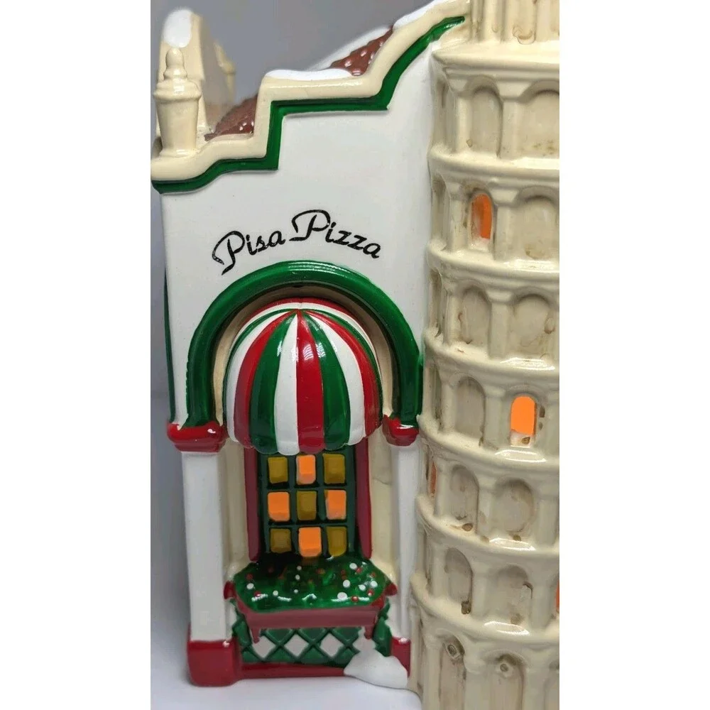 Department 56 Snow Village Pisa Pizza Lighted Building #54851 Vintage 1995 MINT - Picture 5 of 12